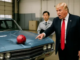 日本は米国車にボウリング球を落として検査