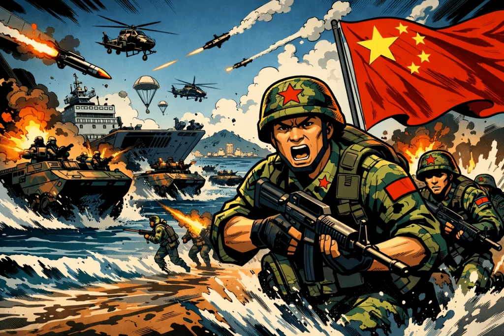 中国軍「台湾上陸訓練」
