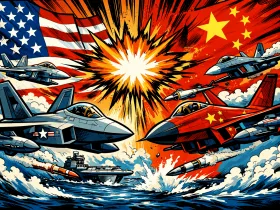 米中戦闘機が黄海上で対峙